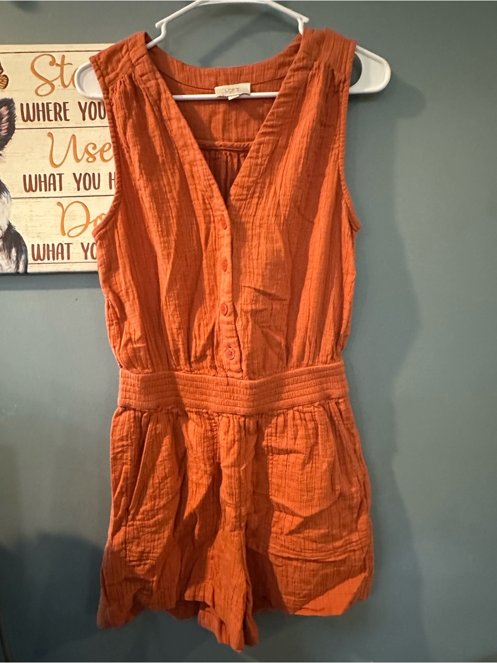 Lightweight Orange Sleeveless Romper Dress by LOFT